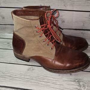 Peter Nappi Italian Leather & Canvas Lace-Up Boots EU 43 US Men’s 10